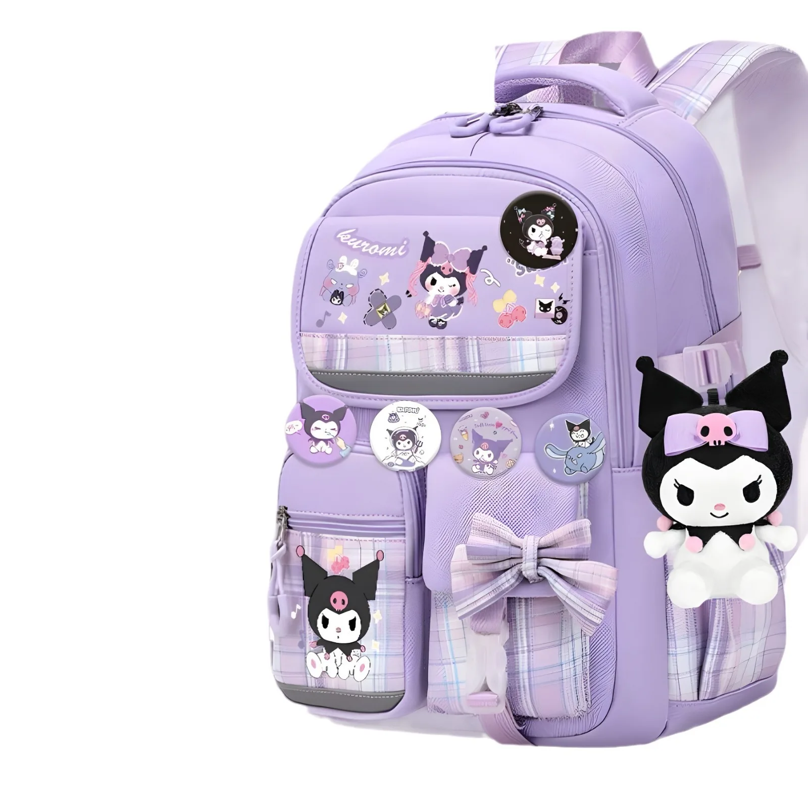 2024 New Sanrio Anime Kurumi Children\'s Backpack Cinnamoroll Student Large Capacity Girls Cute Lightweight Waterproof Backpacks