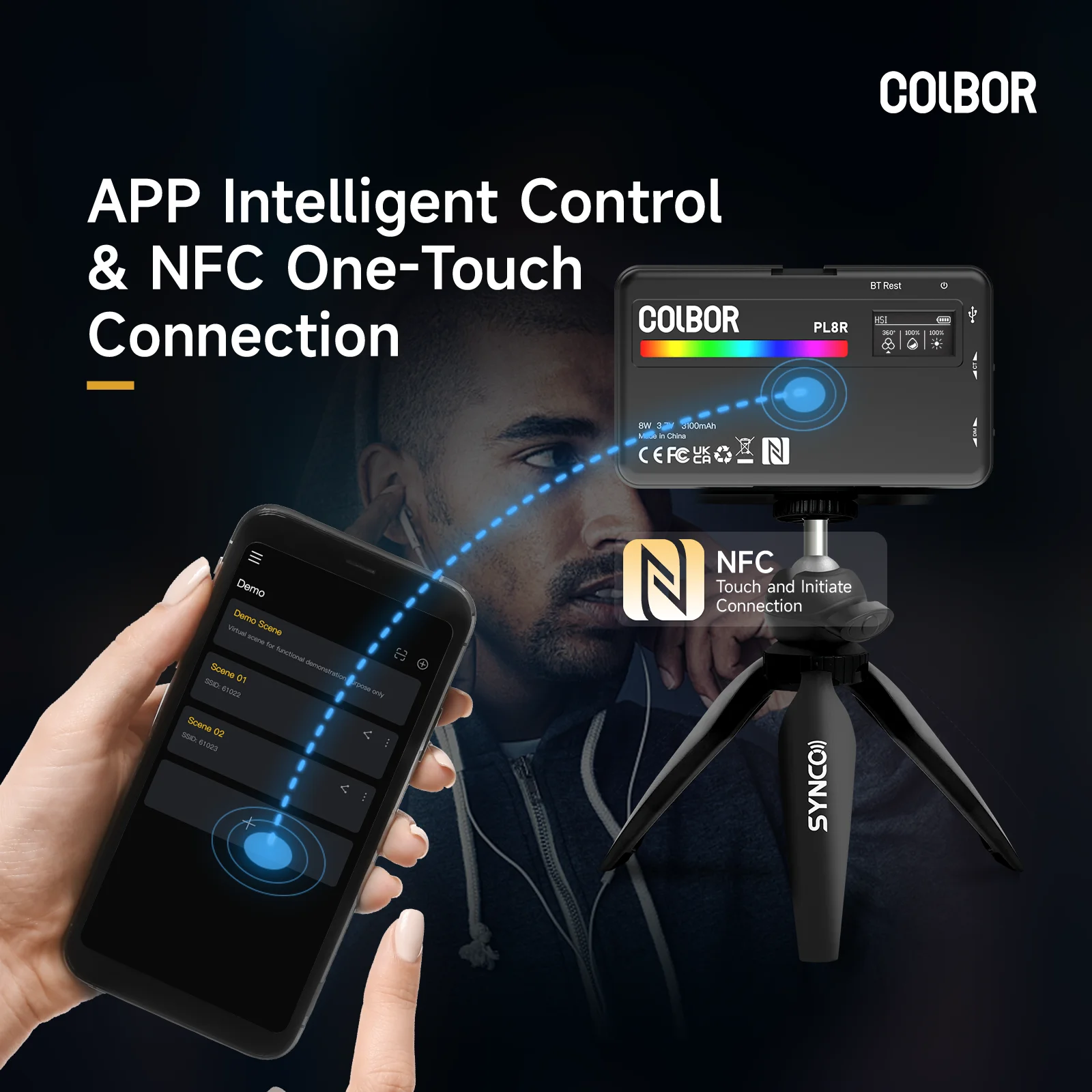 COLBOR PL8R II RGB Full Color Video Light Draagbare LED Camera Light Panel APP/NFC Controle DSLR Verlichting voor Vlog Fotografie