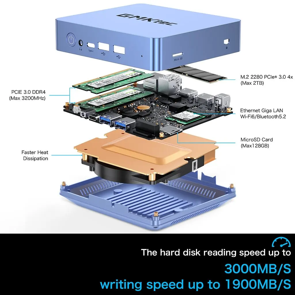 GMKtec NucBox KB10 AMD Ryzen7 5800U DDR4 NO RAM NO ROM Mini PC Windows 11 PRO NVMe（PCIe） M.2 Wi-Fi 6E Desktop Computer USB 3.2