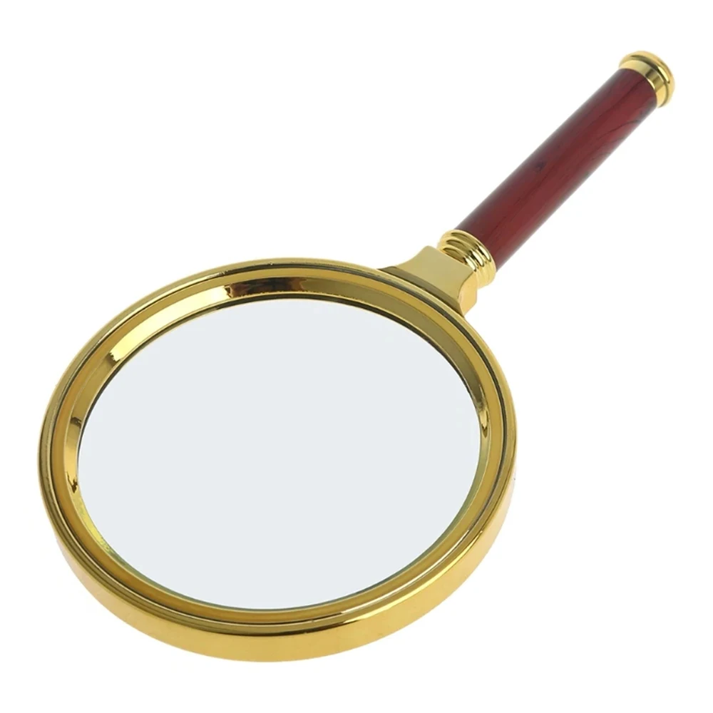 Portable Magnifying Glass Retro Style Gold Edged Magnifying Handheld 10X Reading Magnifier 60Mm 70Mm 80Mm Loupe Glass Tools