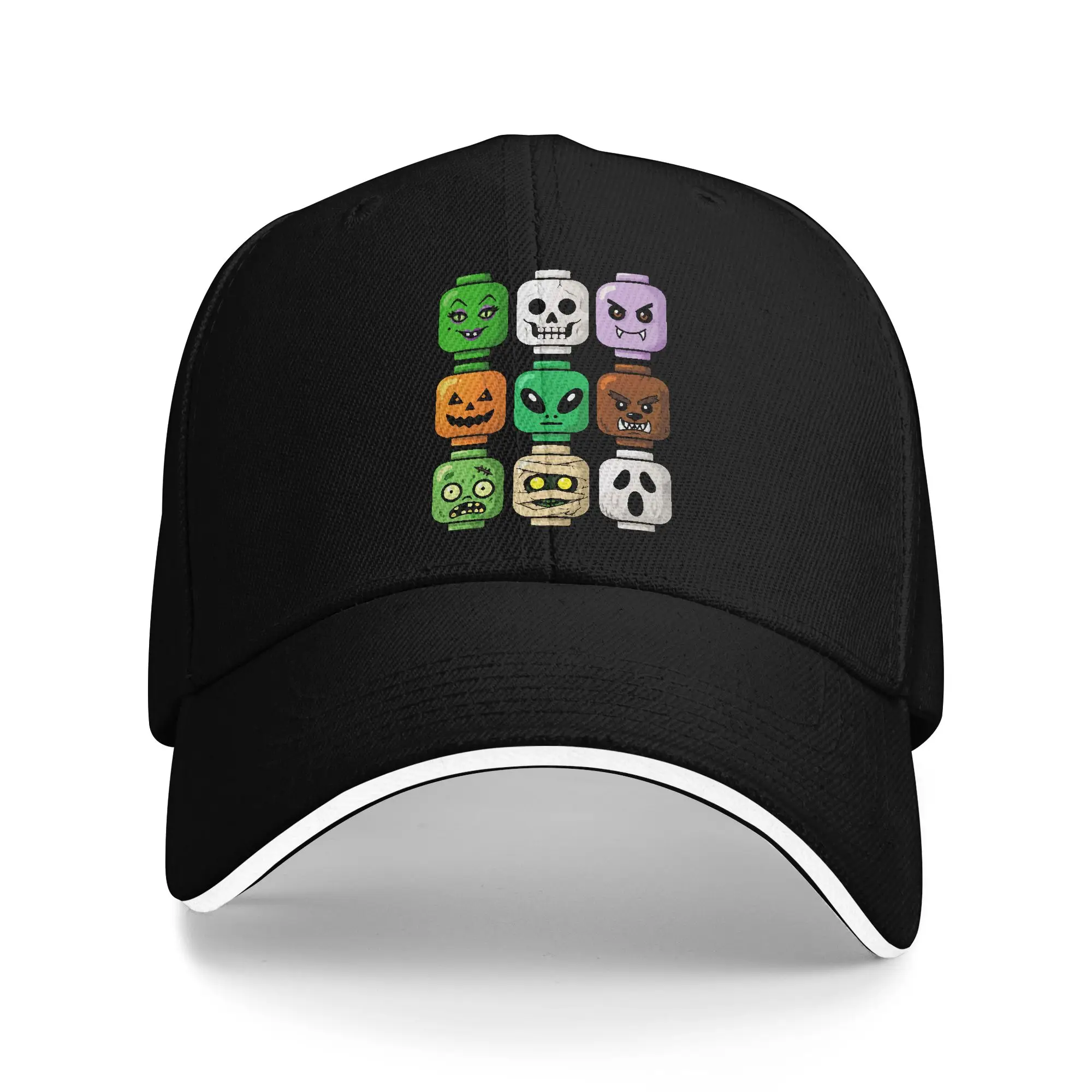 Halloween Building Brick Head Pumpkin Ghost Zombie Halloween Sun Baseball Cap Summer Trucker Hat For Unisex-Teens Baseball Caps