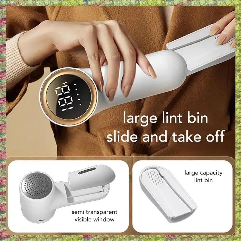 مزيل كرة منزلي رقمي محمول من ABKB USB مع 5 سرعات لبيانات الملابس والسجاد باللون الأبيض
