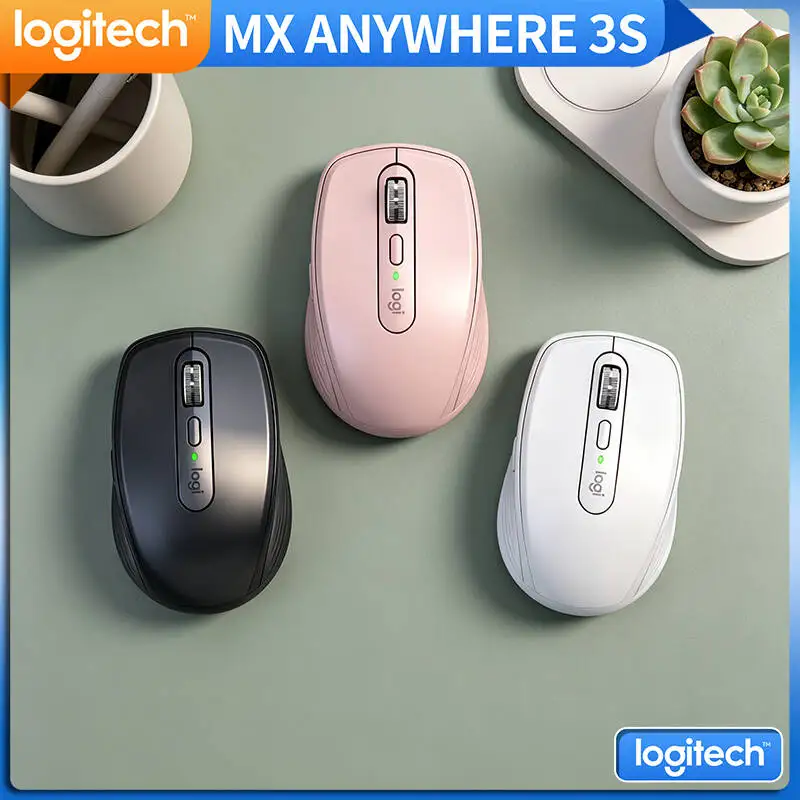 High-Performance Logitech MX Anywhere 3S - 8K DPI Glass Tracking, Hyper-Scroll, Silent Click, 3-Device Sync for Home Office