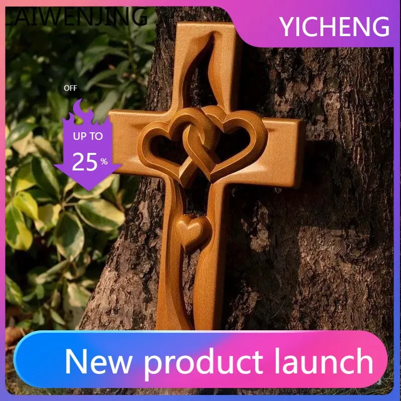 

LYY Modern Simple Fashion Interwoven Heart-Shaped Wooden Cross Ornament