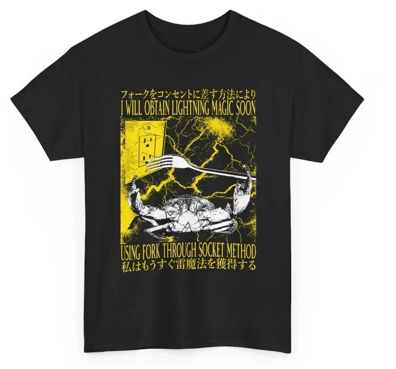 I Will Obtain Lightning Magic Soon Funny Vintage Japanese Crab T-Shirt Casual Full Style Fashion T-shirt Shirt Cat Enthusiasts