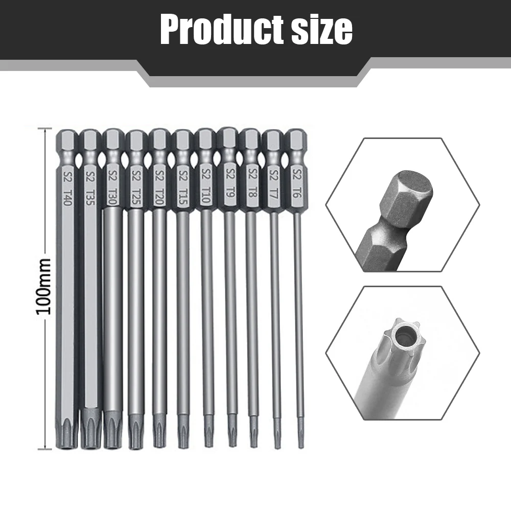 Set di punte per trapano a brugola con testa esagonale da 1/4 "punte per cacciavite a brugola metriche punta lunga per cacciavite a chiave esagonale con punta magnetica