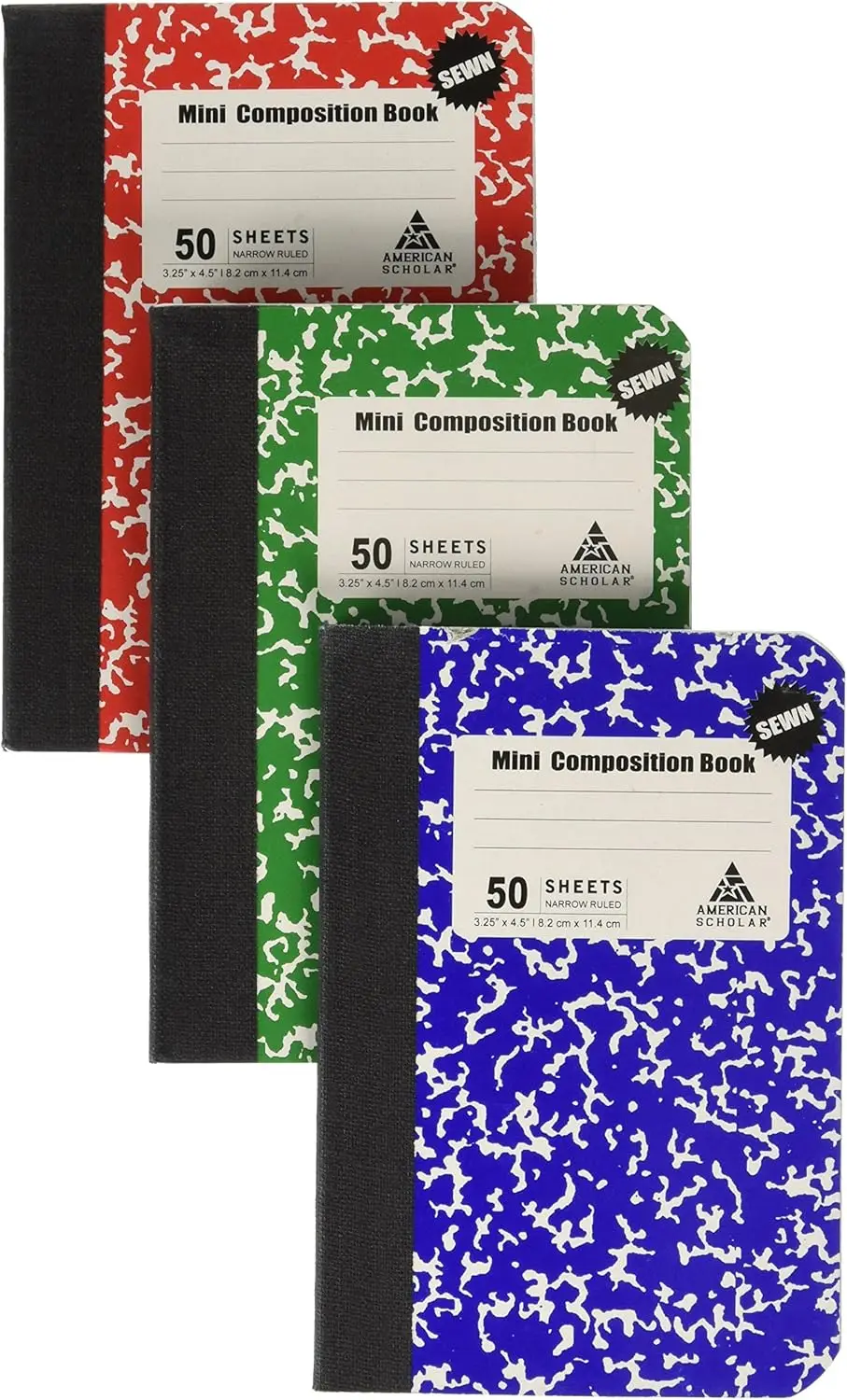 

3-Pack Colorful Note Pads in Red, Green & Blue for School and Office Use