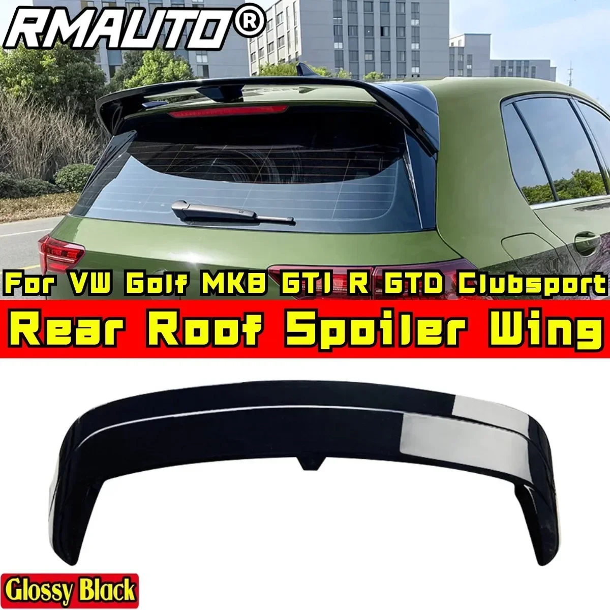 Golf MK8 GTI R GTD Clubsport Roof Spoiler Glossy Black CS Style Rear Wing FFor VW Golf MK8 GTI R GTD Clubsport Car Accessories