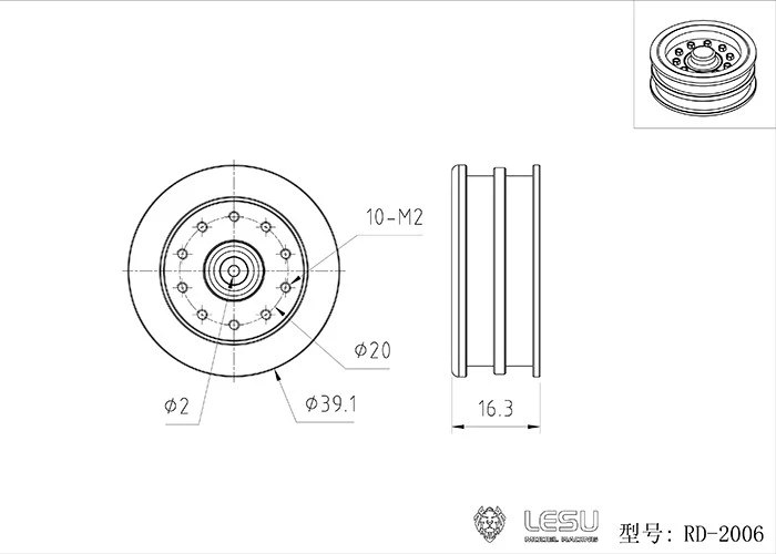LESU für 1/14 Hydraulischer Gabelstapler RD-A0007 Modellspielzeug-Modifikation Spezialreifen und Radnaben – Detail 2