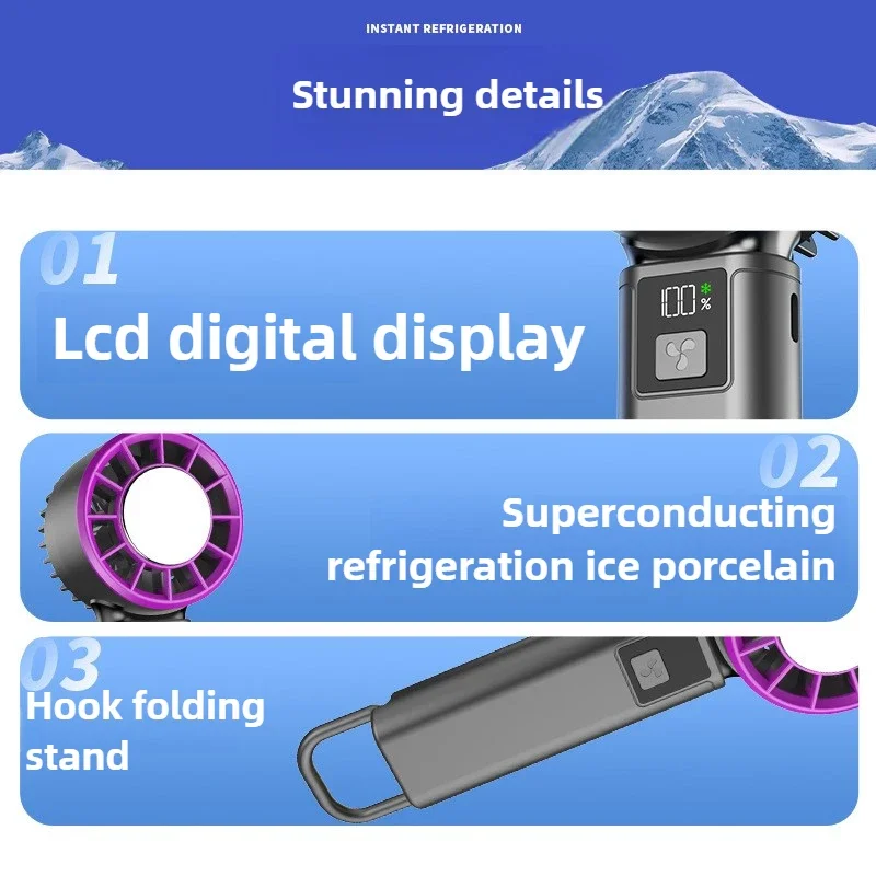 

Мини-портативный ручной вентилятор, 100 скоростей ветра, перезаряжаемая от USB-батарея емкостью 5000 мАч, светодиодный цифровой дисплей, путешествия, кемпинг, отдых на природе