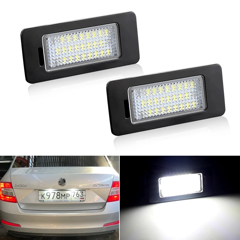 Canbus Error Free Led License Number Plate Lights Replacement Lamp For Skoda Octavia Combi 5E A7 Superb B6 Yeti Fabia MK3 Rapid