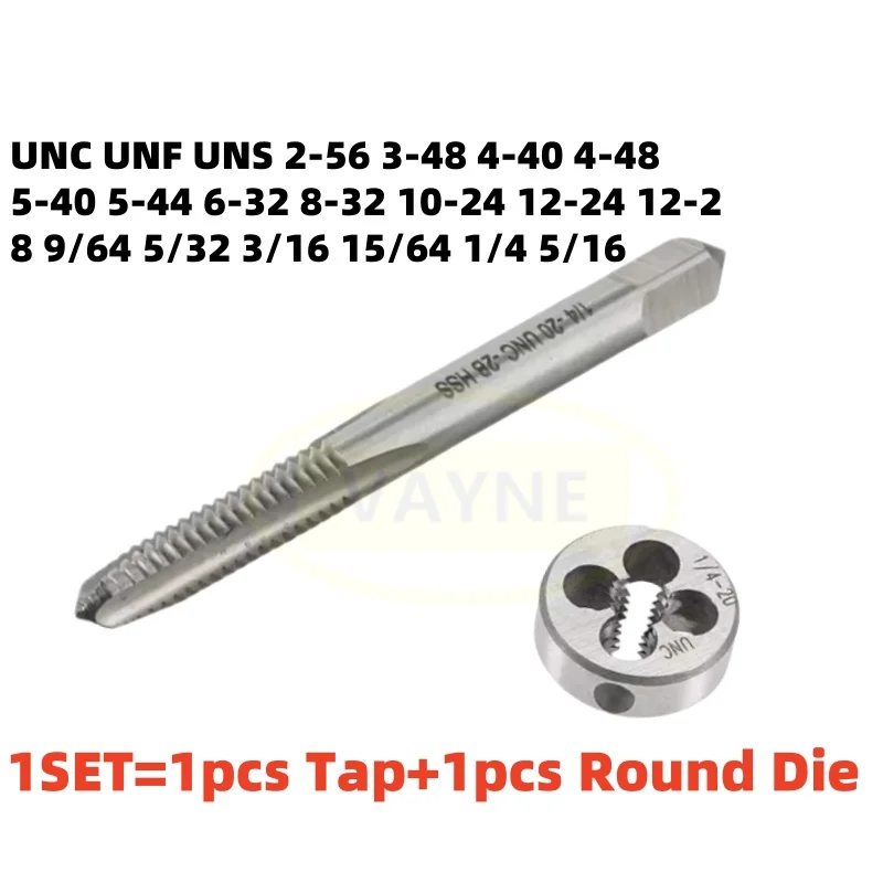 

1Set American Screw Hand Taps and Die Set Fine Thread Dies Tap Suit UNC UNF UNS 2-56 5-40 6-32 8-32 10-24 12-24 9/64 3/16 5/32