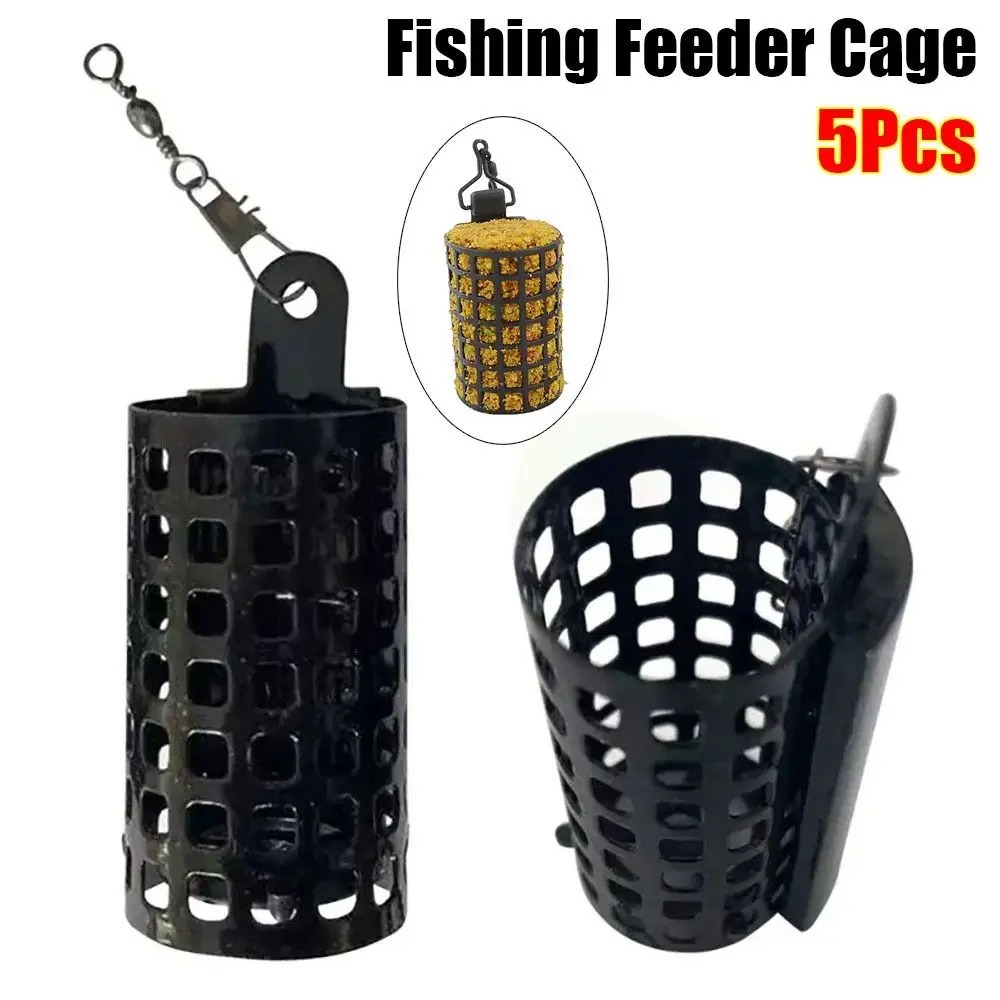 

5Pcs Round Square Fishing Feeder Cage Stainless Steel Fishing Tackle Fishings Lure Cage 20g-60g Portable Trap Bait Basket