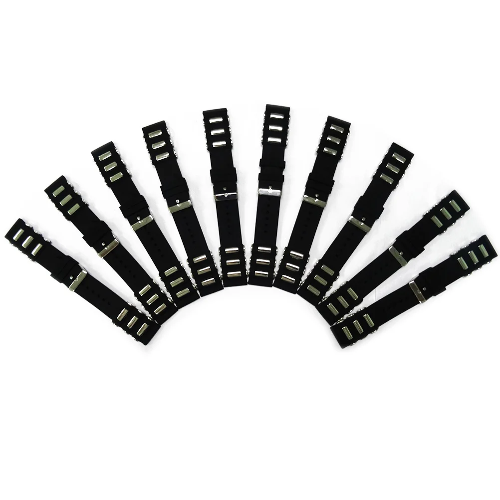 

24mm Silicone Watch Band Black Stainless Steel Clasp Waterproof Durable Sports Diver Adjustable Strap Silicone Watch Band