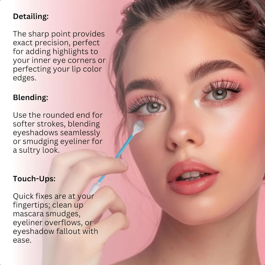 EYE TEES COTTON TIPS 80 Count 3 PACK Precision Makeup Applicator Doublesided Swabs with Pointed and Rounded Ends for Perfect Bl