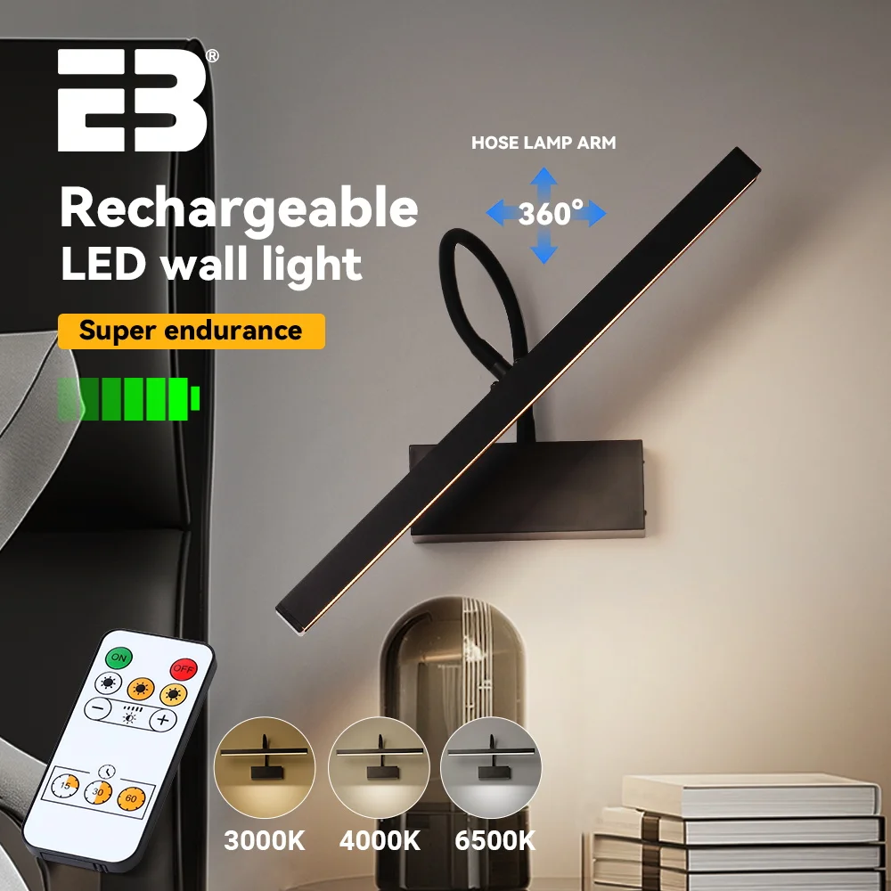Battery Operated Wall Lights Indoor Wireless Dimming Wall Light Sconces Rechargeable 4400mAh Wall Lamp Fixture Lighting for Home