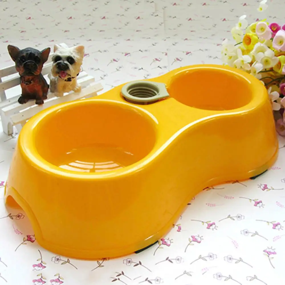 2 in 1 Pet Bowl Non-Slip Double Cat Bowl Pet Water Dispenser Bowls Bottle Inserted Feeding Bowls Automatic Food Supply Bowl