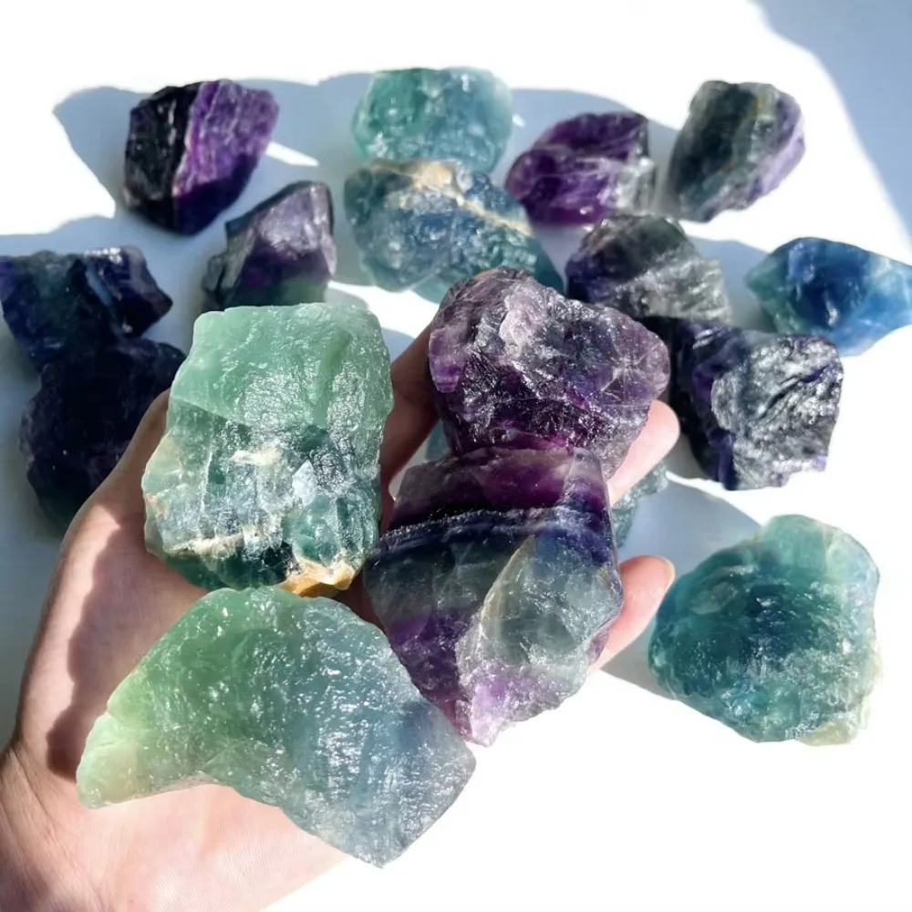 Beautiful Natural Colorful Fluorite Healing Diffuse Stone Mineral Specimen Collectible Gemstone Reiki Chakra Meditation Decor