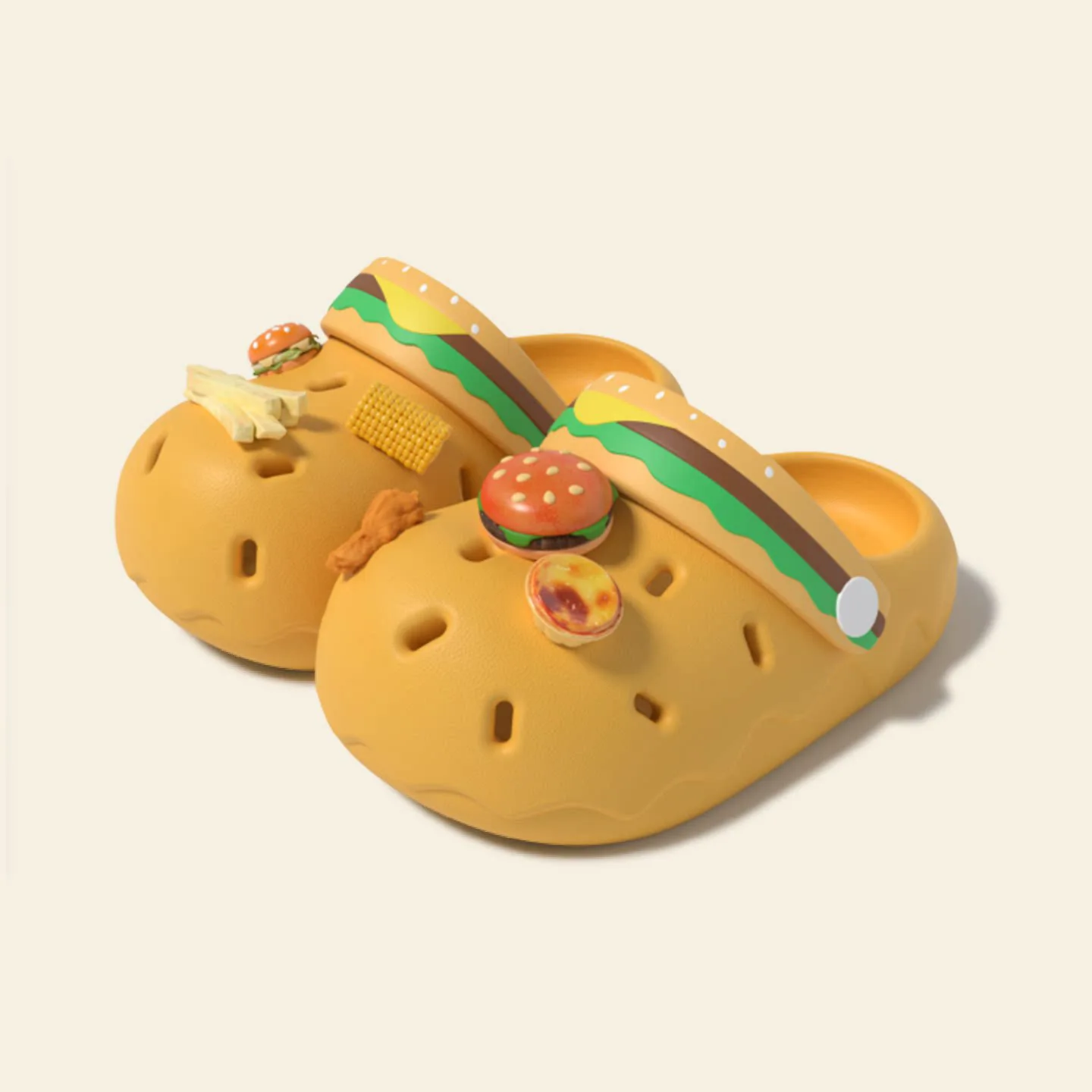 2026 Summer Cute DIY Hamburger Clogs Kids Boys Girls Comfort Breathable EVA Beach Sandals Parent-child Casual Slip On Shoes