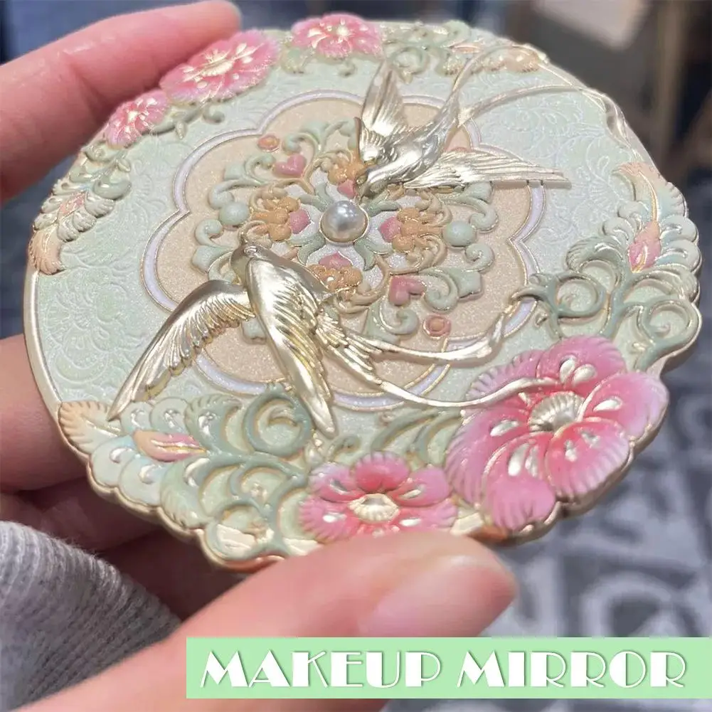 Vintage Chinese Style Mirror Peony Delicate Flower Mini Mirror Cosmetic Tools Portable Pocket Make-up Mirror