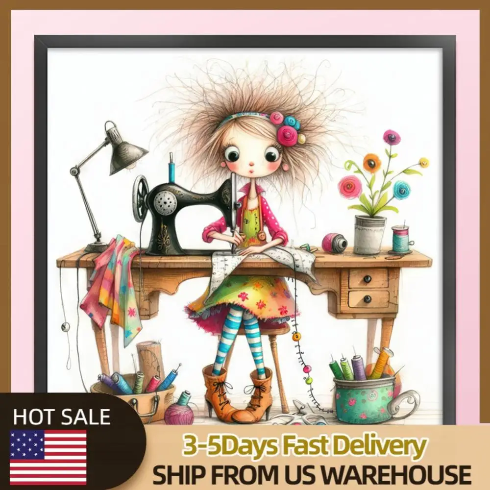 

Полная вышивка хлопчатобумажной нить 11CT с принтом Girl Набор для вышивки крестом Art 40x40см