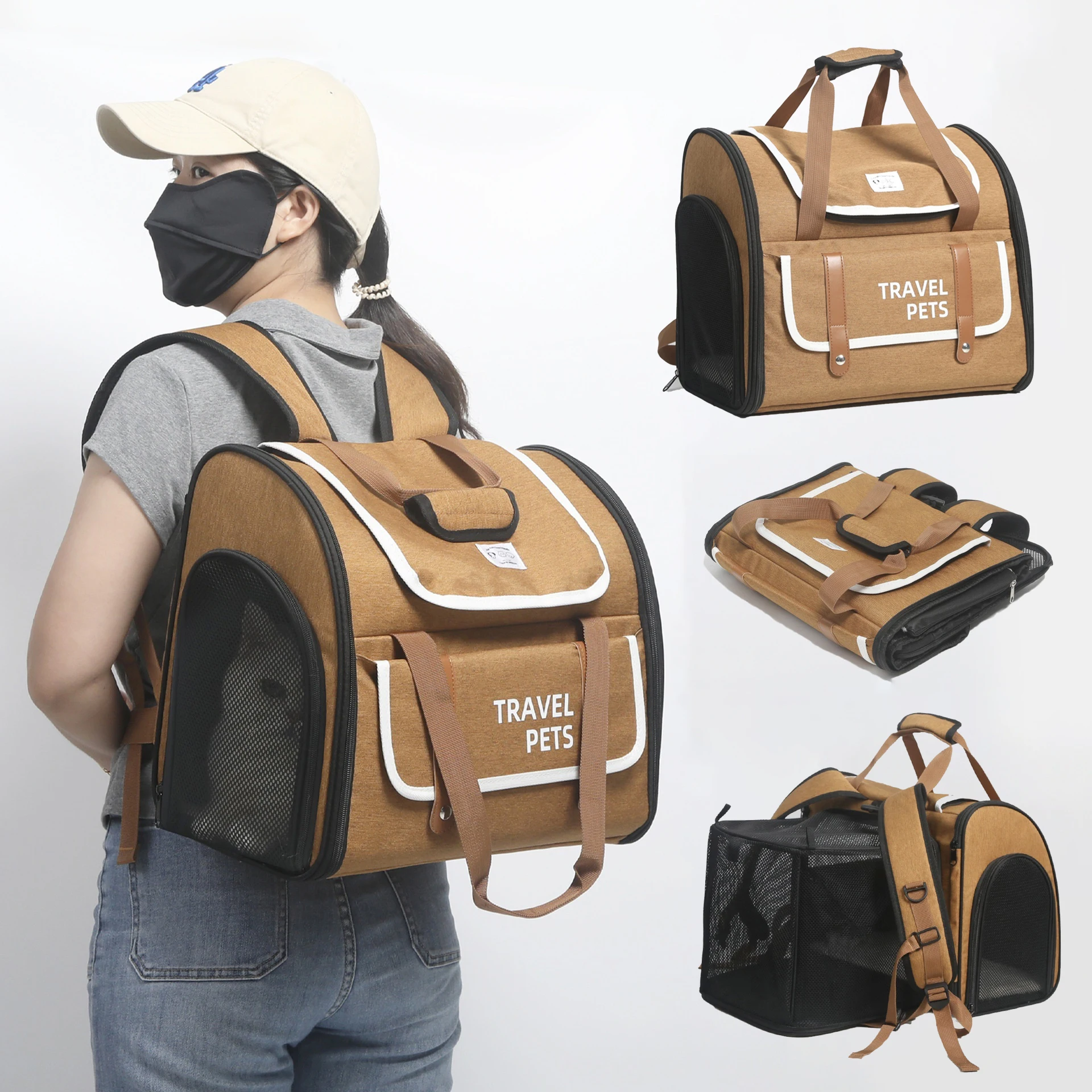 

Carrier Bag for Small Dogs or Cats Collapsible Expandable Dog Backpack Airline Approved Pet Travel Bag Ventilated Pet Carrier