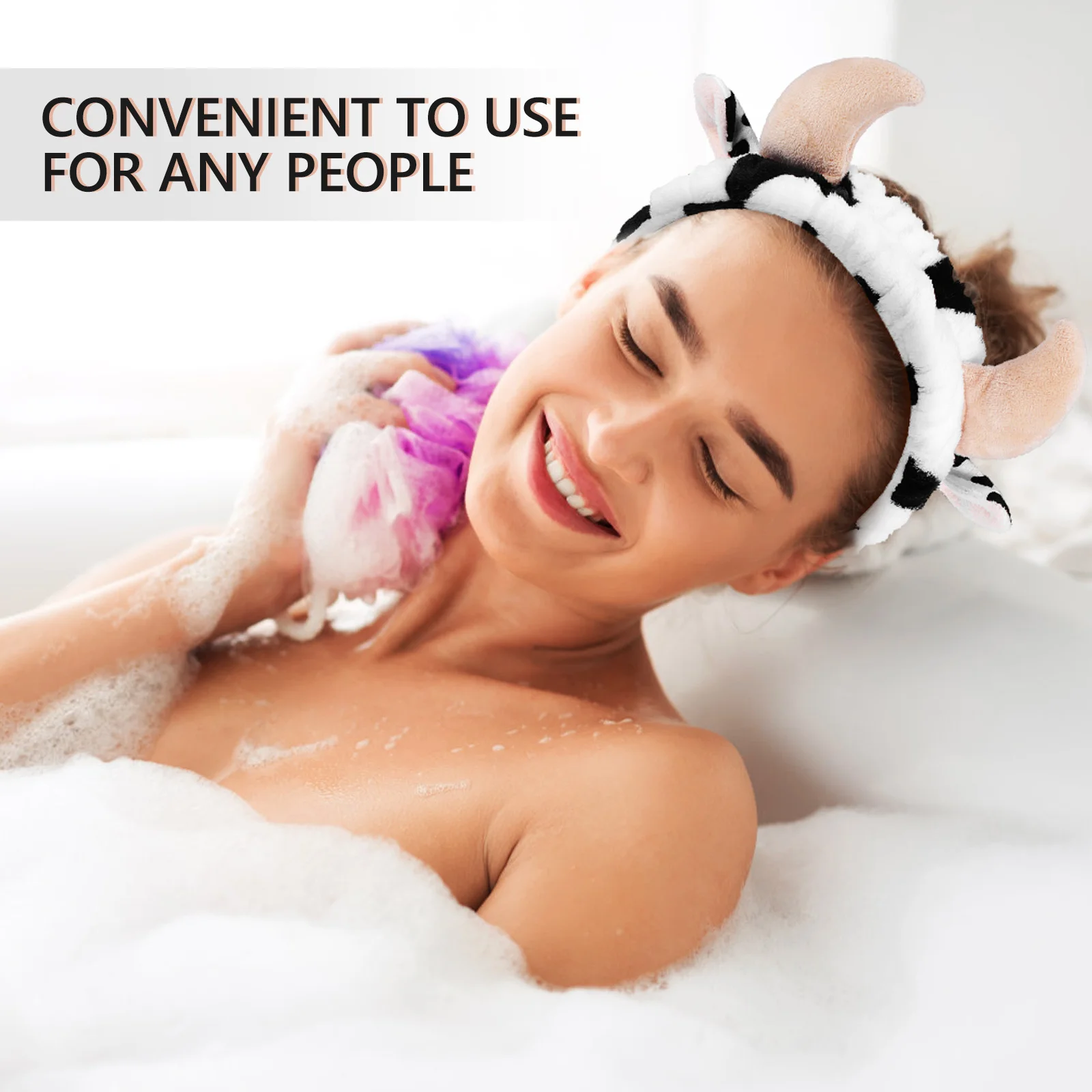 ที่คาดผมลายวัว 2 ชิ้น น่ารัก ลายการ์ตูน ยางยืด สำหรับสปา บำรุงผิวหน้า แต่งหน้า ล้างหน้า สำหรับผู้หญิง