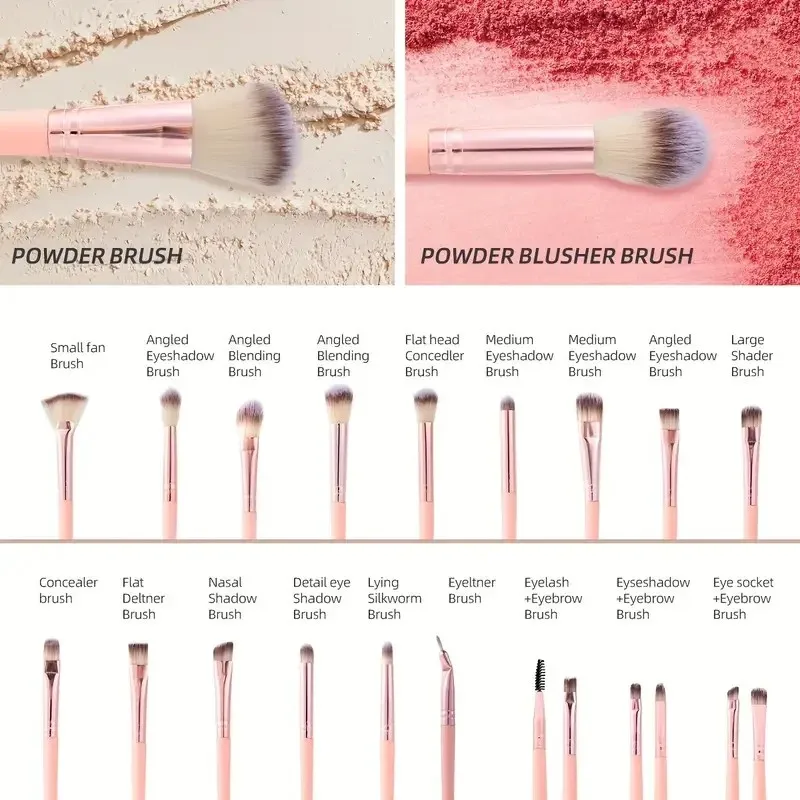 40 conjunto de pincéis de maquiagem rosa kit completo com pincéis macios liquidificador de beleza perfeito para aniversário natal presente de ano novo 2026