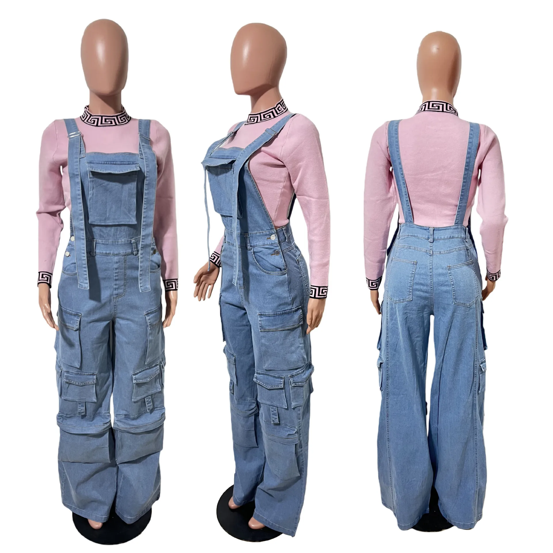 وزرة الدنيم السراويل عالية الخصر الجينز موضة Y2K الشارع الشهير 2025 النساء الشتاء الخريف الملابس السراويل الدنيم السراويل الفضفاضة #4