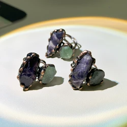 YEEVAA 1pc Vintage Ring Inlaid Natural Crystal Suitable For Men And Women Match Daily Outfits
