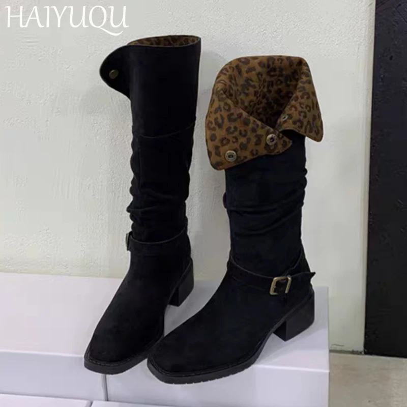 

Chunky Suede Women Snow Ankle Boots Fashion Eleglant Mid Heels Walking Shoes Women 2024 Trend Winter New Dress Zapatillas Female