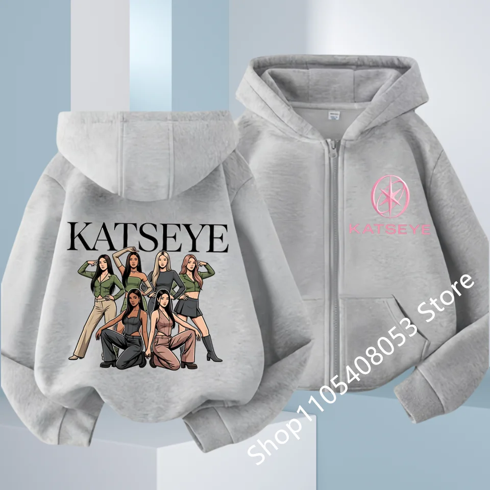 2026 New Toddler Girl Clothes Katseye Zipper Hoodie Boys Fashion Casual Sweatshirt Kids KATSEYE Zip UP Hooded Tops