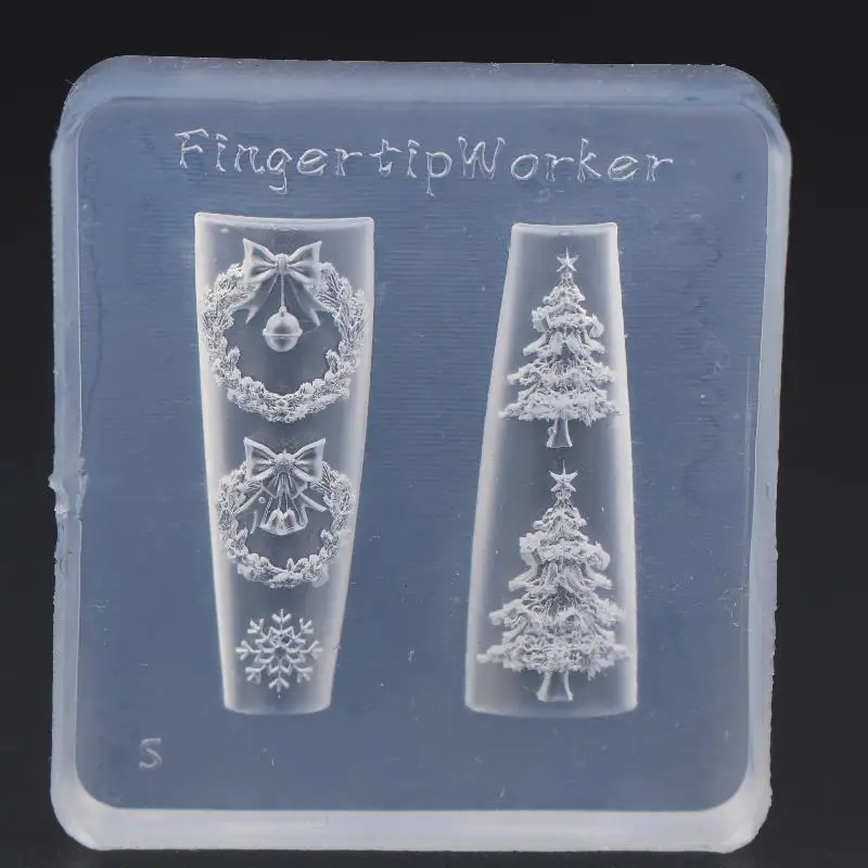 1 Stück Schmetterlingsknoten-Schneeflocken-Weihnachtskranz 3D-Maniküre-Silikonform Niedliche Weihnachts-Nagelkunstformen DIY Nagelkunst-Deko – Detail 5