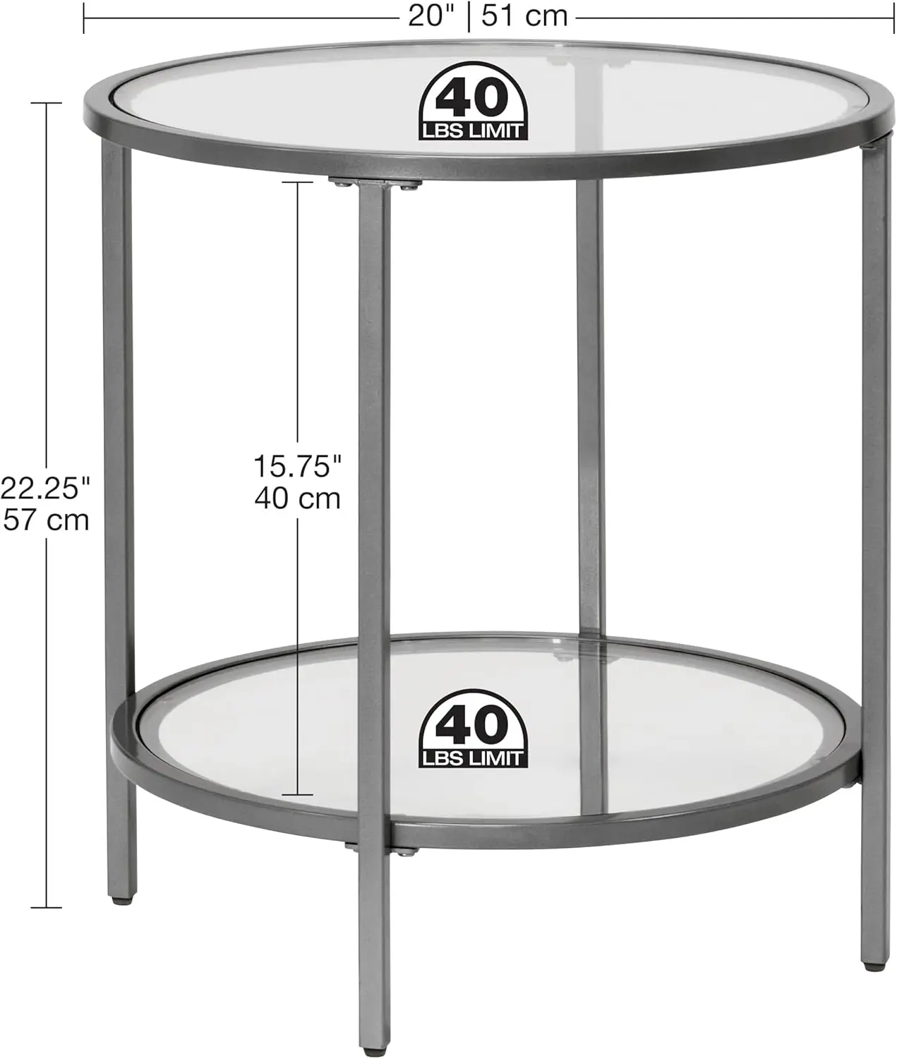 Kaffee, 20 in, runder Beistell tisch