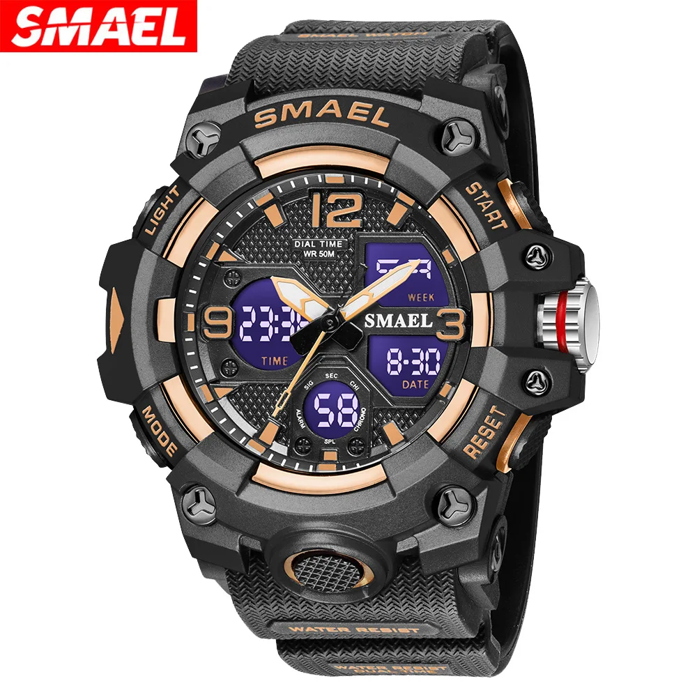 SMAEL Watch Men Waterproof LED Digital Watches Stopwatch Big Dial Clock For Male Sport Men Watches Quartz Watches for Man
