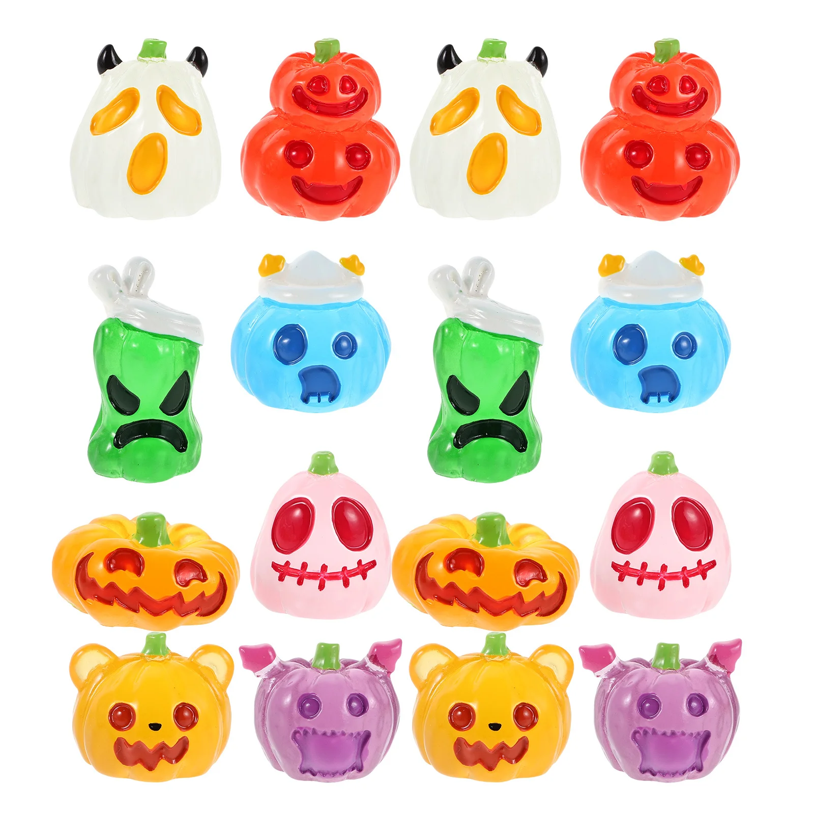 

24Pcs Glow in The Dark Halloween Resin Miniatures Pumpkin Ghost Micro Landscape Indoor Small Decorations Mini Ghost Set