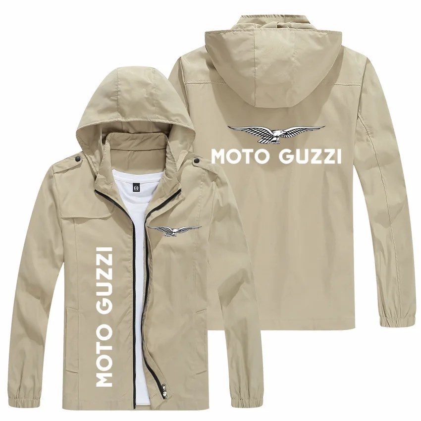 Chaqueta con capucha para Moto Guzzi, cárdigan con cremallera, ropa deportiva informal a prueba de viento para exteriores, novedad de primavera y otoño