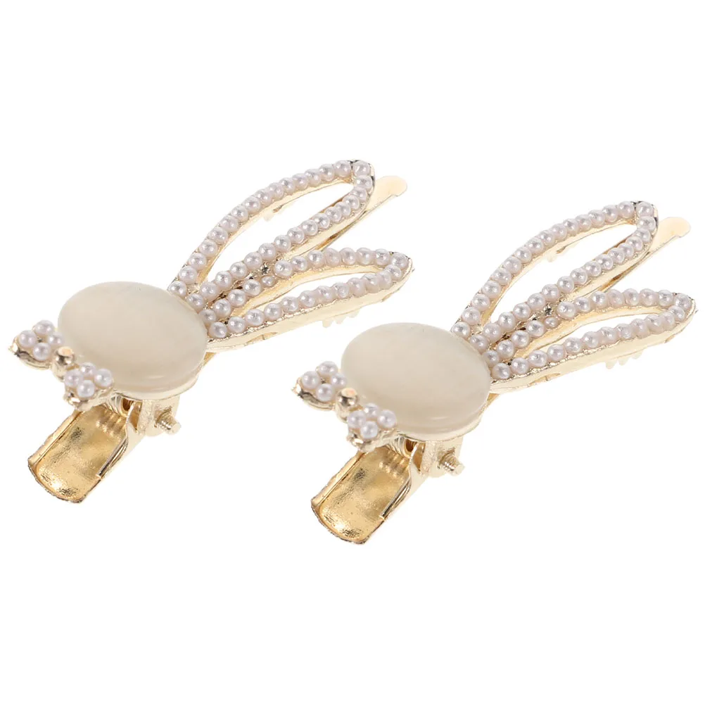 

2 pcs Cute Rabbit Clips for Girls Soft Hair Barrettes Secure Grip Bangs Party School Daily UseBunny Hair Accessories