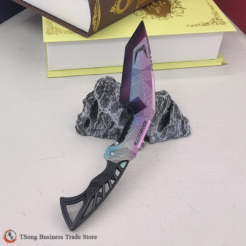 22cm mini réplica de metal tomahawk nepal faca de combate modelo de arma de liga com bainha de couro jogo de zona escura decoração colecionável