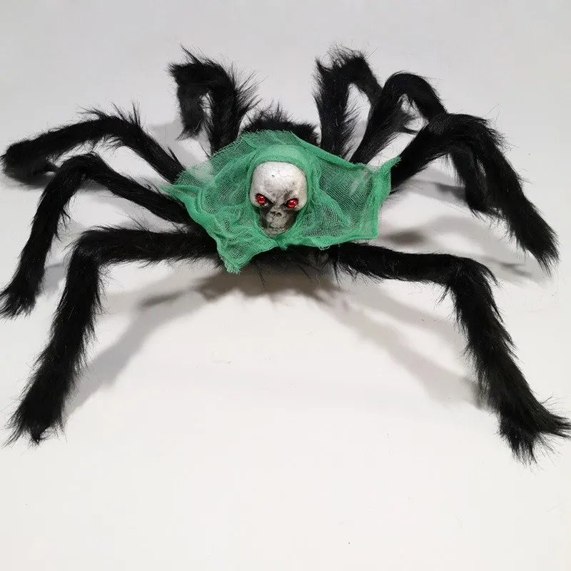 75cm große Plüsch Spinne Requisiten Schädel Halloween Karneval Party Dekoration Spielzeug Spukhaus Bar Horror Web Kinder Arachnid Spooky