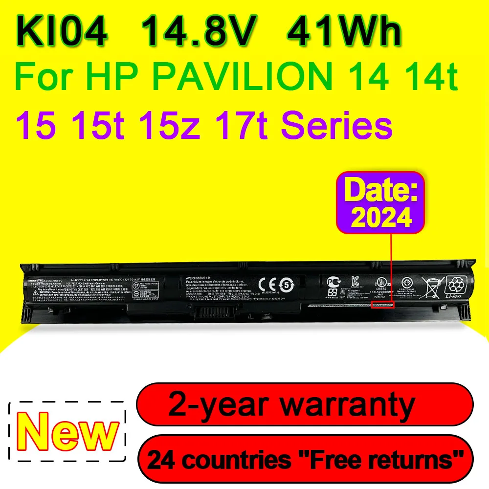 

14.8V 41Wh KI04 Battery For HP Pavilion 14 14t 15 15t 15z 17 17t 17z HSTNN-DB6T HSTNN-LB6T HSTNN-LB6S HSTNN-LB6R 800049-001