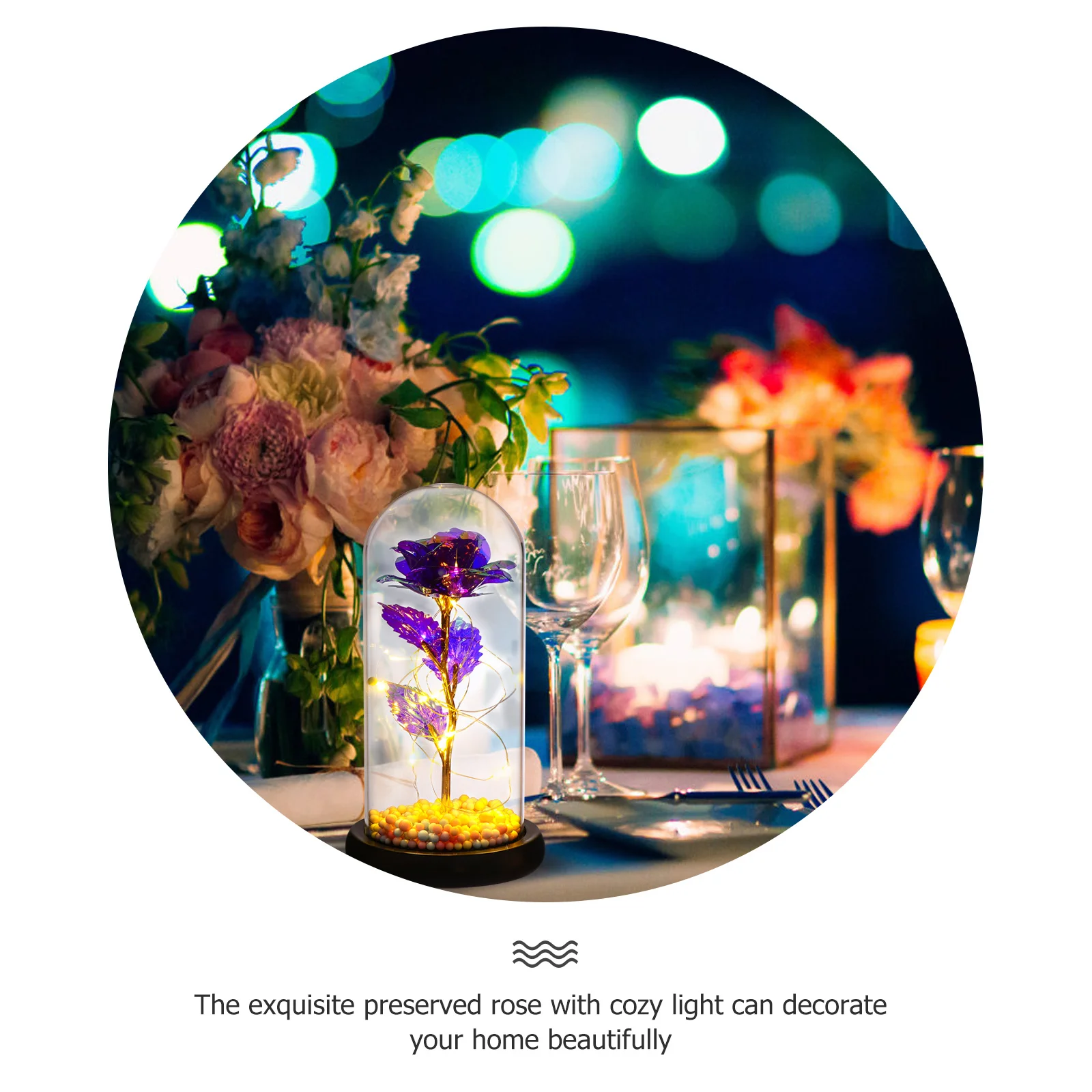 

Eternal Artificial Rose Heads Wedding Decor Flower Light Lamp Valentine's Day Dating Night
