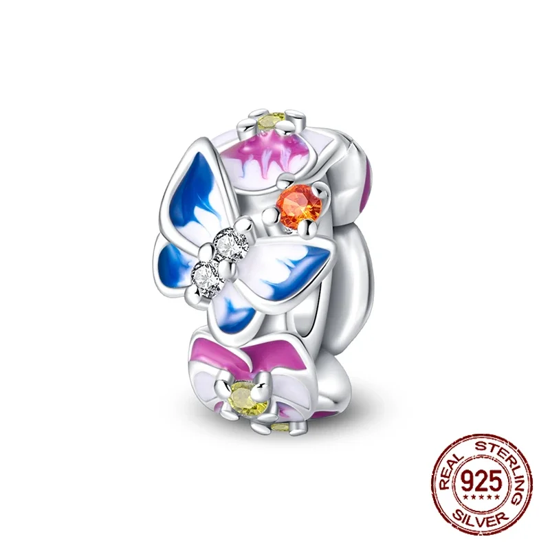 Mode 925 perak fantasi warna-warni seri kupu-kupu liontin manik-manik jimat cocok Pandora 925 gelang asli perhiasan diy membuat