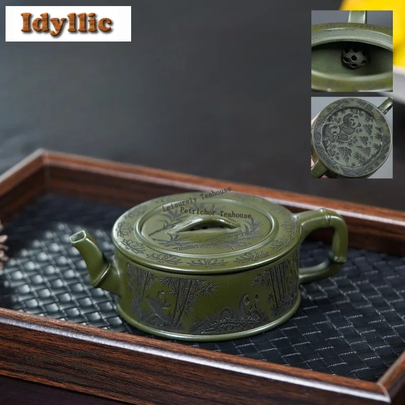 

Чайники Yixing из фиолетовой глины ручной работы, большой калибр, горшок из сырой руды, зеленая грязь, чайник для замачивания с фильтром, чайный сервиз Zisha, подарок