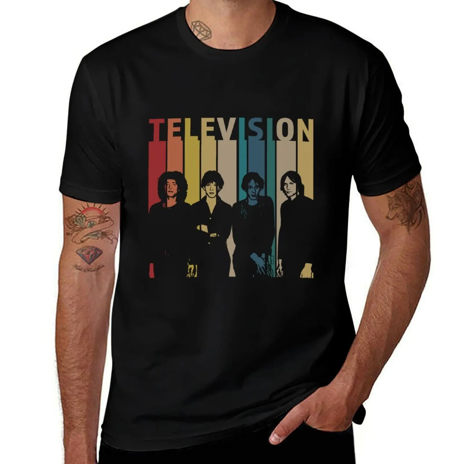 Television Band Retro Vintage T-Shirt Plus Size Short Sleeve T-Shirt