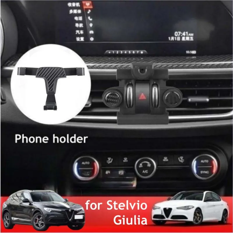 Supporto per telefono per Alfa Romeo Giulia Stelvio 2020 2019 2018 2017 supporto per presa d\'aria supporto per telefono cellulare accessori per auto