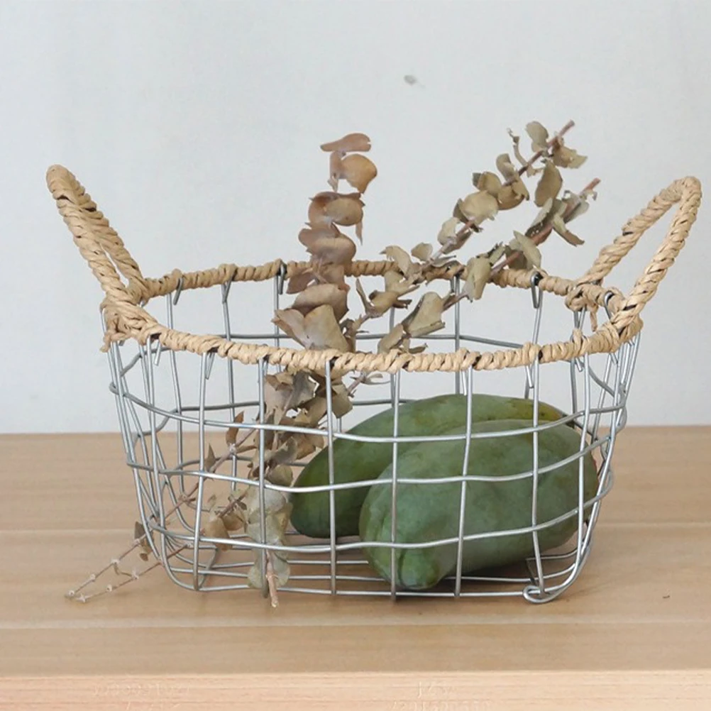 

Snack Storage Basket Large Metal Wrought Iron Baskets for Organizing Countertop Fruit
