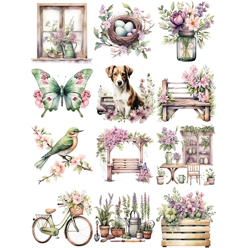 12Pcs/Pack Spring Days Sticker DIY Craft Scrapbooking Album Junk Journal Decorative Stickers