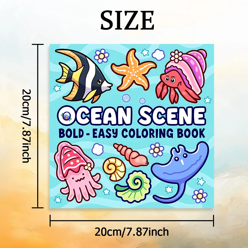 OCEAN SCENE Bold-easy Patterns Coloring Book for Adults Cute Drawing Book Perfect Gift for Party and Birthday