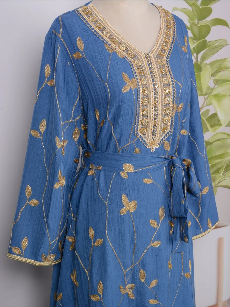 Eid Muslim Embroidery Party Dress for Women Jalabiya Abaya Ramadan Long Dresses Abayas Woman Kimono Robe Caftan Vestidos 2024
